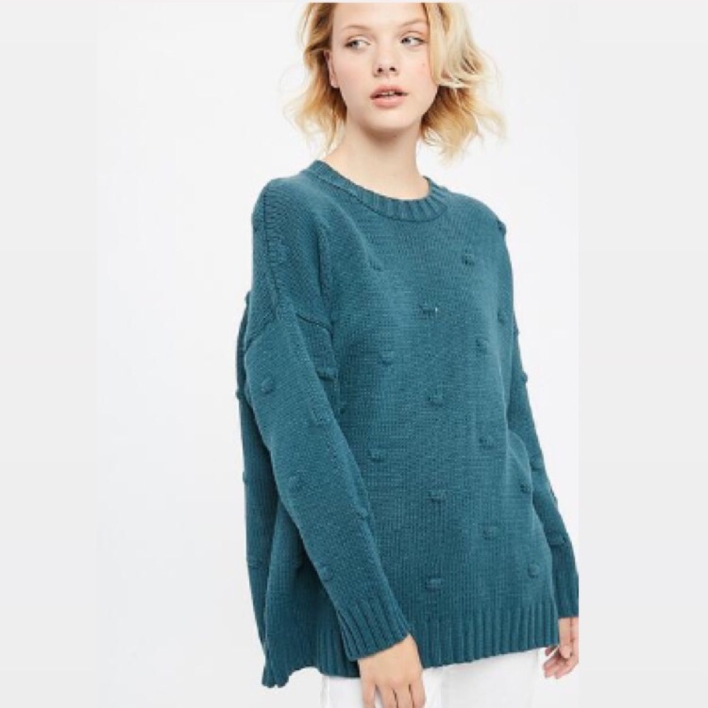 Teal Spotted In Dots Sweater